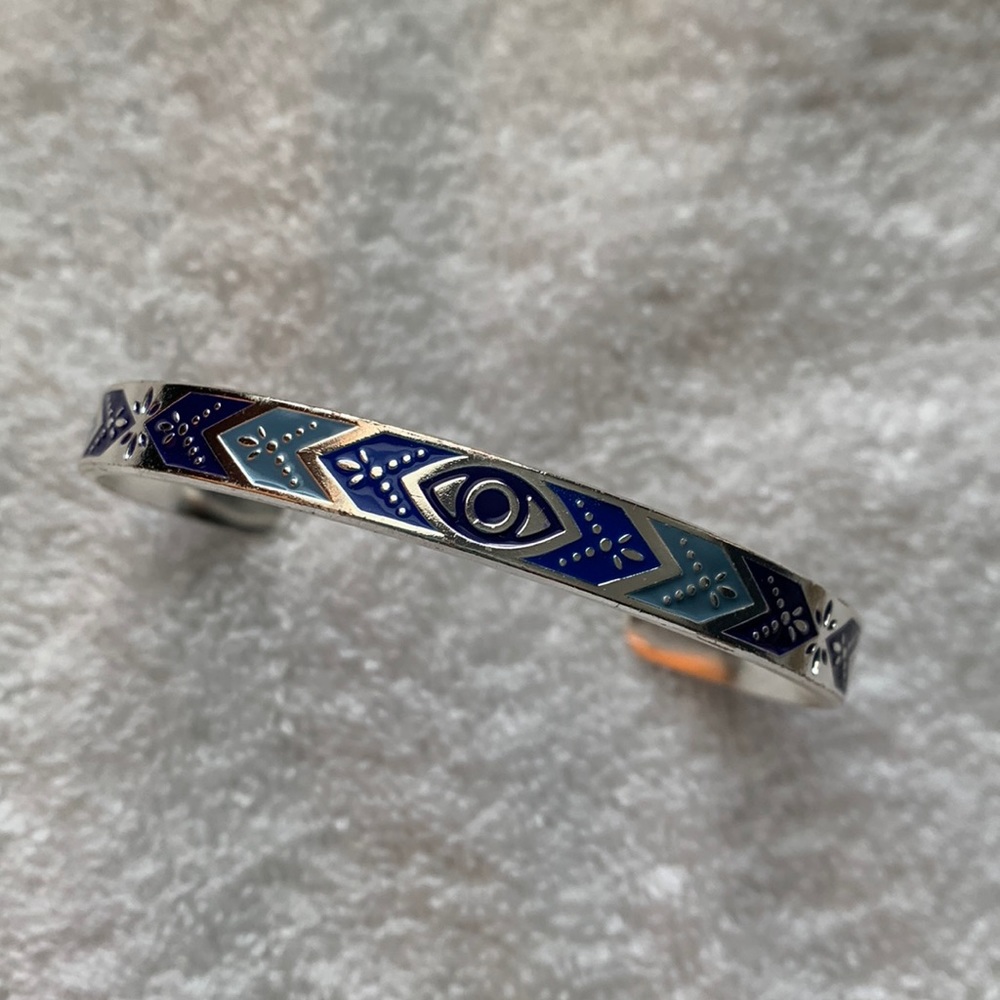 Alex and Ani silver and blue expandable cuff bracelet
